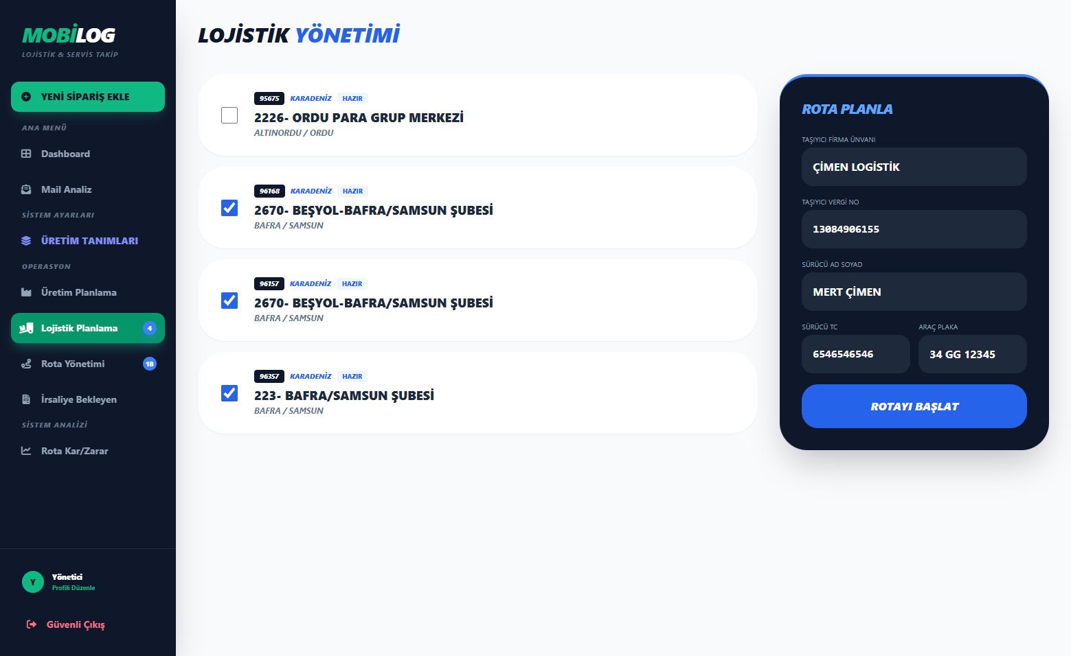 MobiLOG — Rota Planlama ve nakliye bilgisi