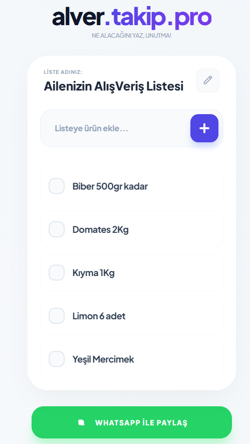 Alış Veriş Listesi — Ana Ekran