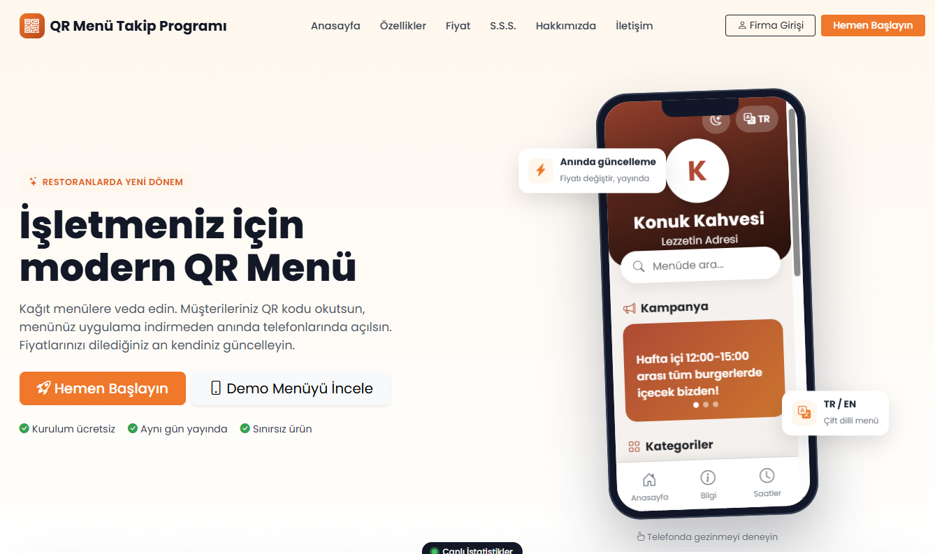 QR Menü — Ana Ekran